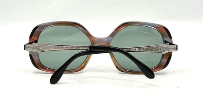 MARCOLIN AMBRA VINTAGE Oversized Sunglasses-New Solid Green Custom Lenses-Italy