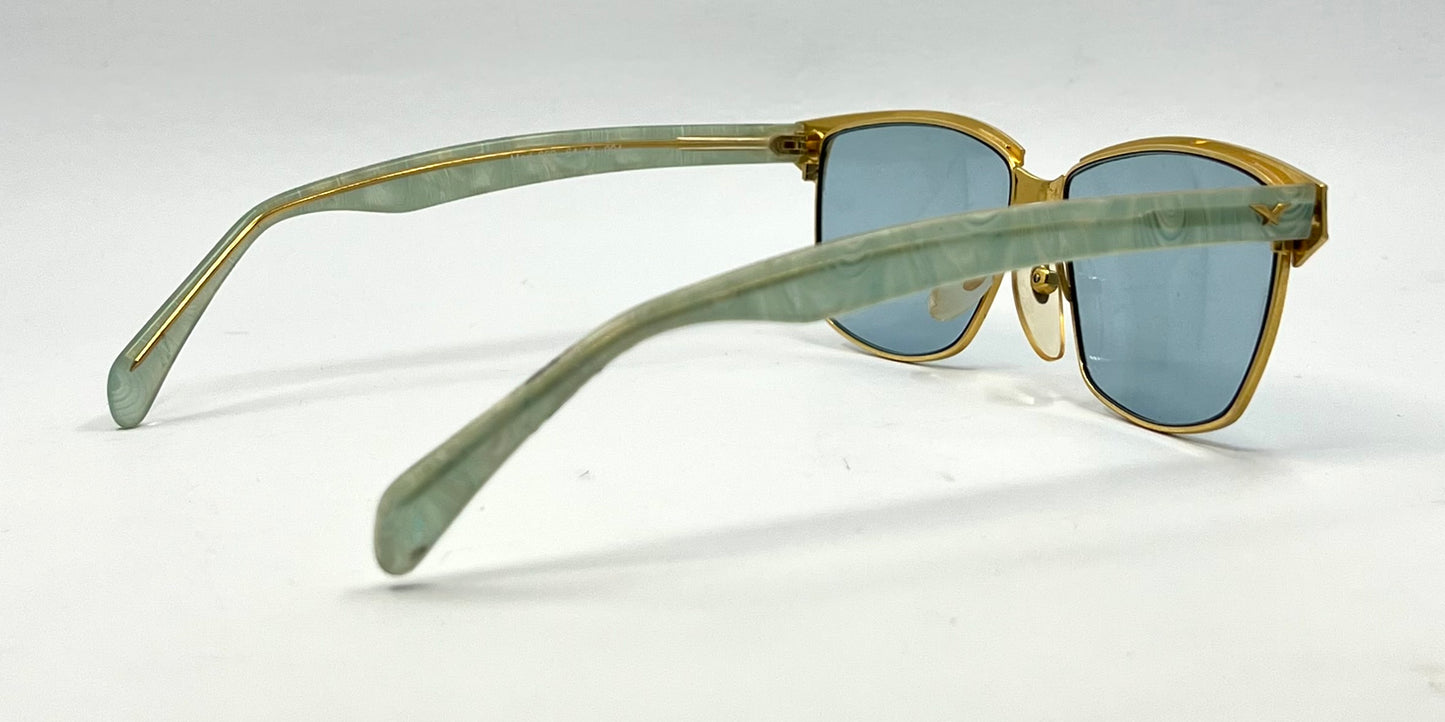 Vogart Line Mod 669 Vintage Deadstock Sunglasses Italy Custom Blue Lenses