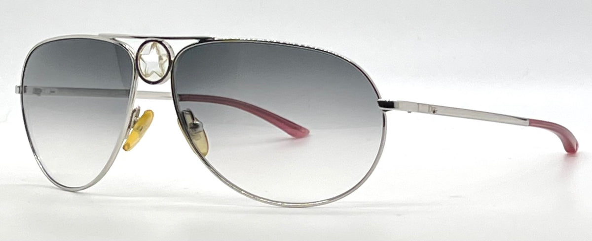 Christian Dior Hippy 1-Silver Star Aviator-Y2K Vintage Sunglasses-Unworn-Italy