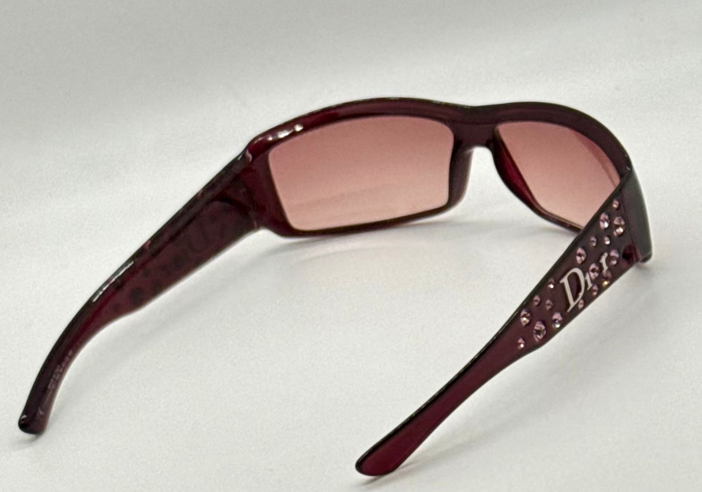 Dior Sparkling 1 Crystal Y2K Burgundy-Vintage Sunglasses-NOS/Unworn-Italy
