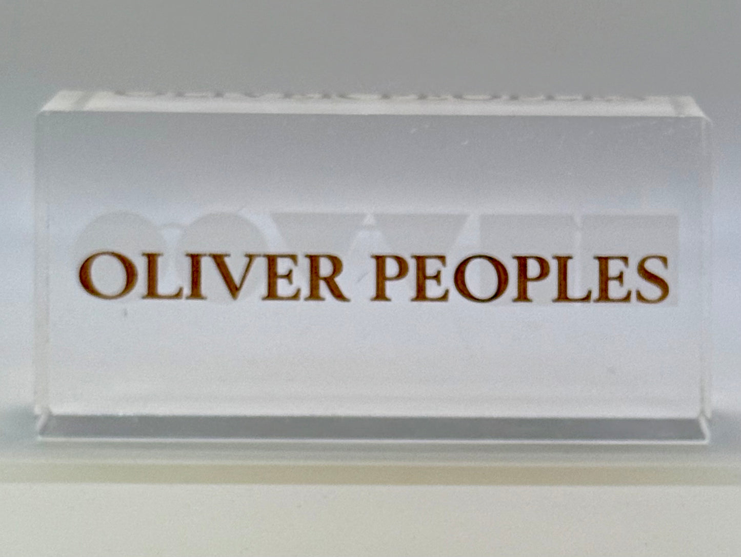 Preowned Vintage Oliver Peoples Acrylic Display Block – 5” x 2.75”