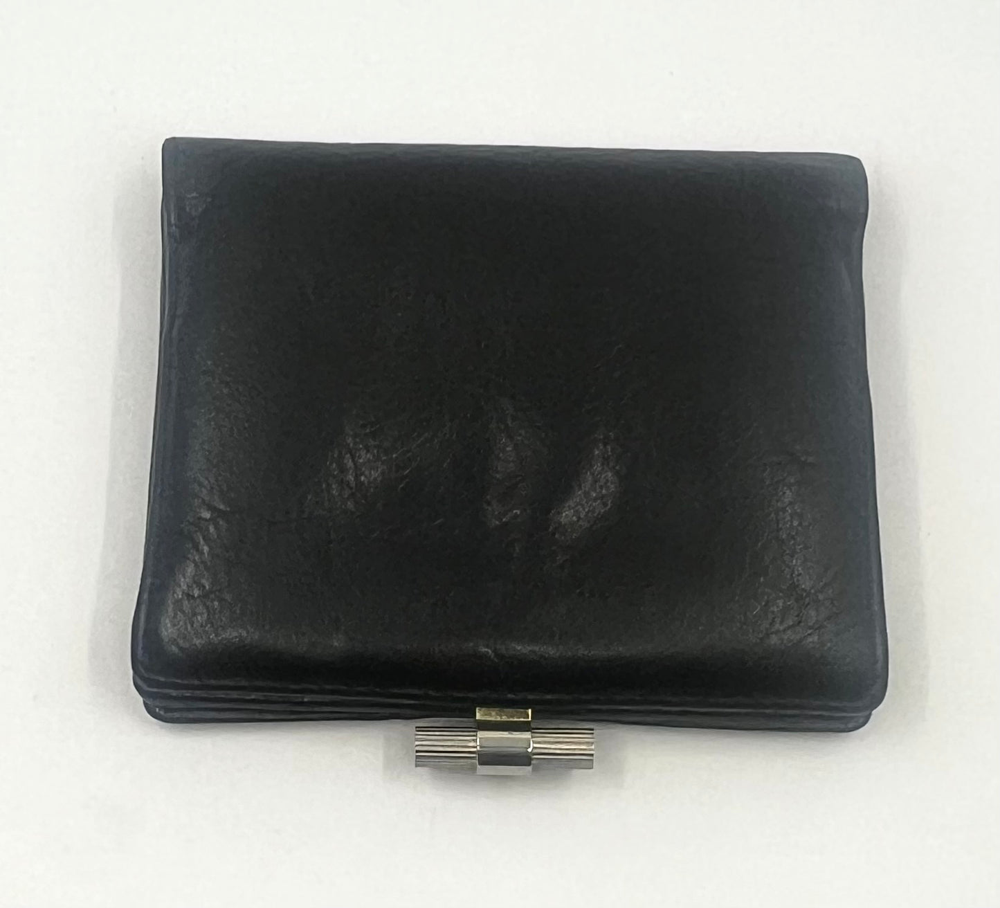 Christian Dior Vintage Black Leather Turnlock Wallet Made in France