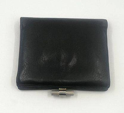 Christian Dior Vintage Black Leather Turnlock Wallet Made in France