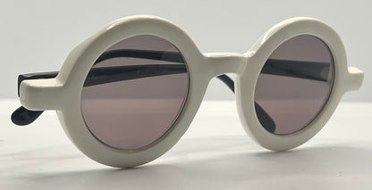 A.J. Morgan White Round Sunglasses Made in Italy – Pre-Owned, Iconic Mod Look