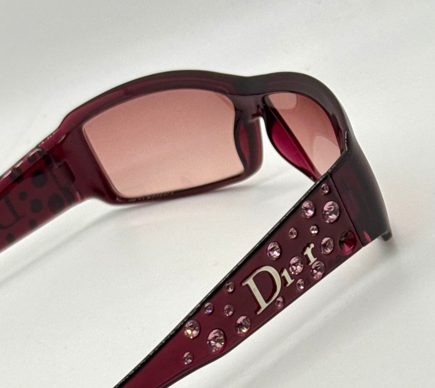 Dior Sparkling 1 Crystal Y2K Burgundy-Vintage Sunglasses-NOS/Unworn-Italy