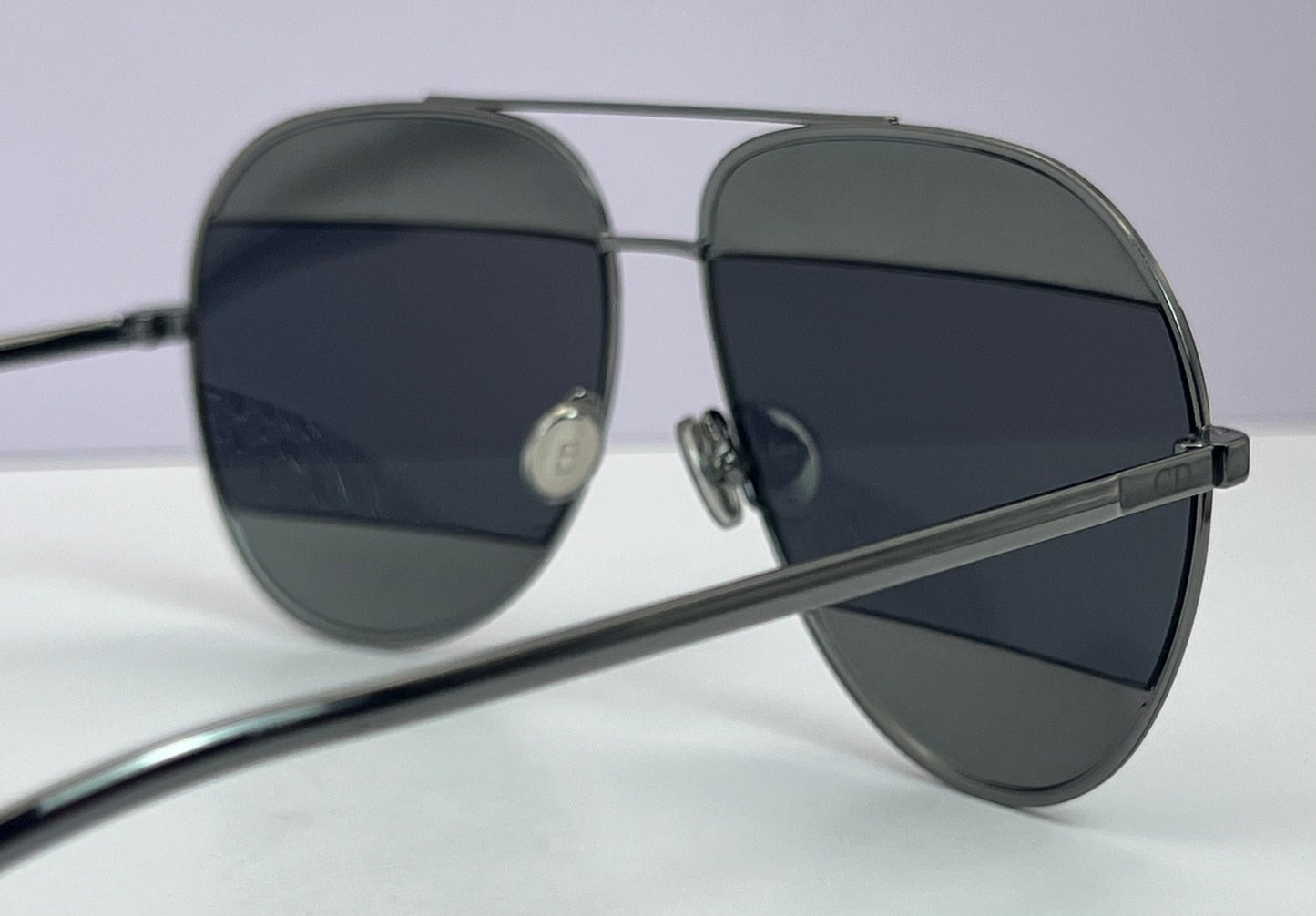 Christian Dior SPLIT 1 Aviator Sunglasses-Gunmetal Frame with Grey/Blue Lens Combo