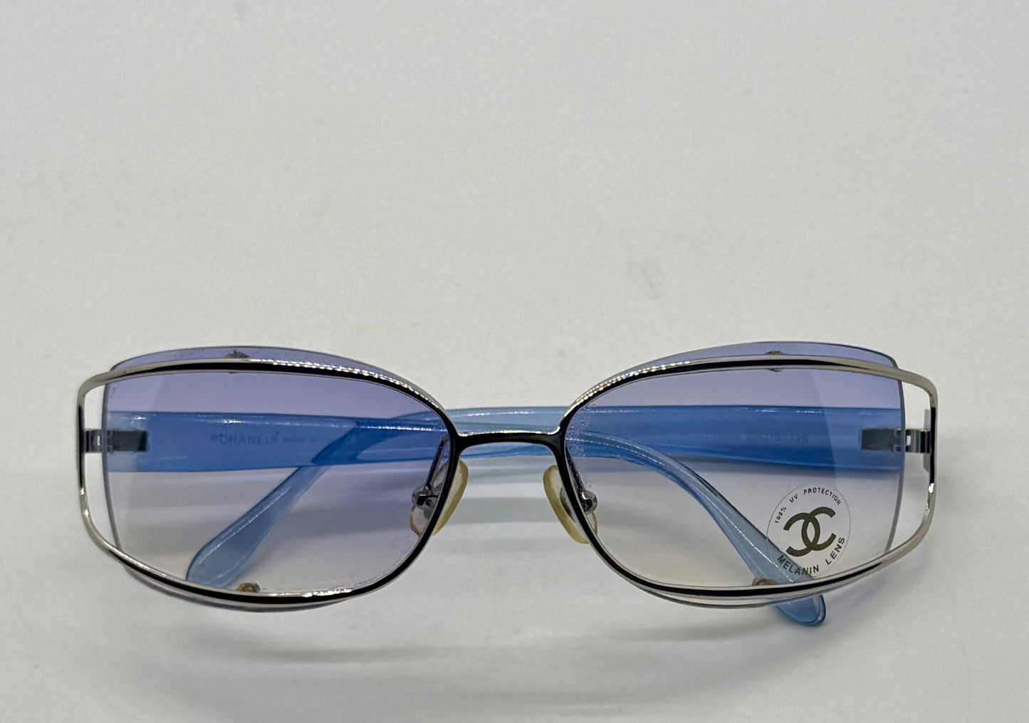 CHANEL 4034 Rimless Sunglasses Blue Temples Melanin Lenses-VINTAGE NOS
