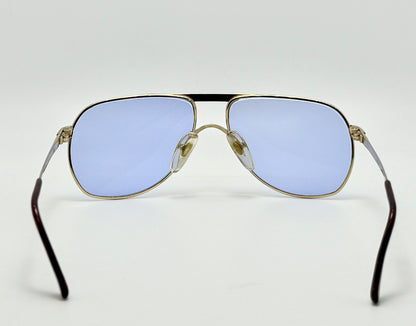 Vintage New/Deadstock Christian Dior 2553 41 Gold Plated Sunglasses with Custom Sky Blue Day/Night Lenses