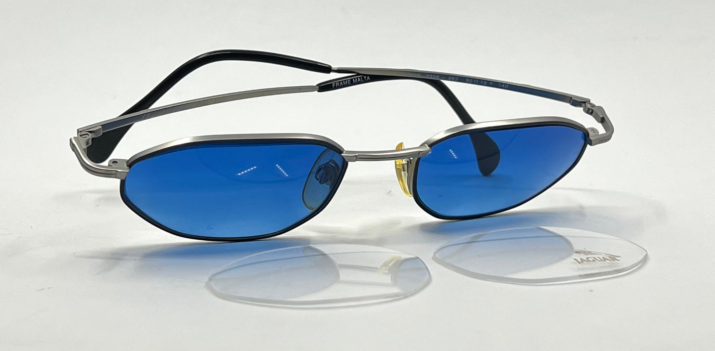 Jaguar 3326 263 Vintage Sunglasses 50-18 Unworn w/ Solid Blue Second Chance Customs