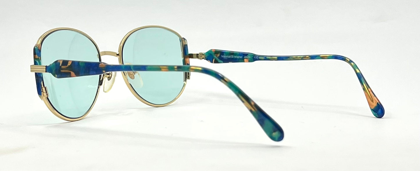 Maurice St Michel Vintage Italian Sunglasses-New Solid  Aqua Custom Tinted Lenses