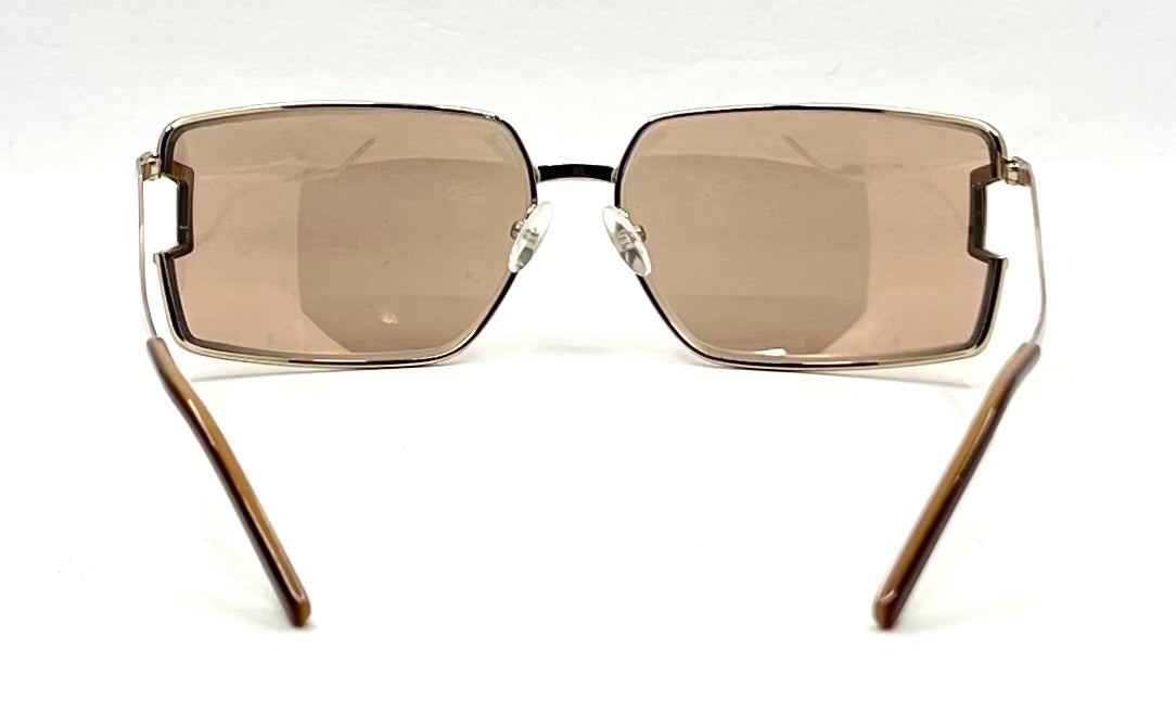 Basile 2135-Vintage Sunglasses 63mm Gold Italy Oversized Geometric Frame