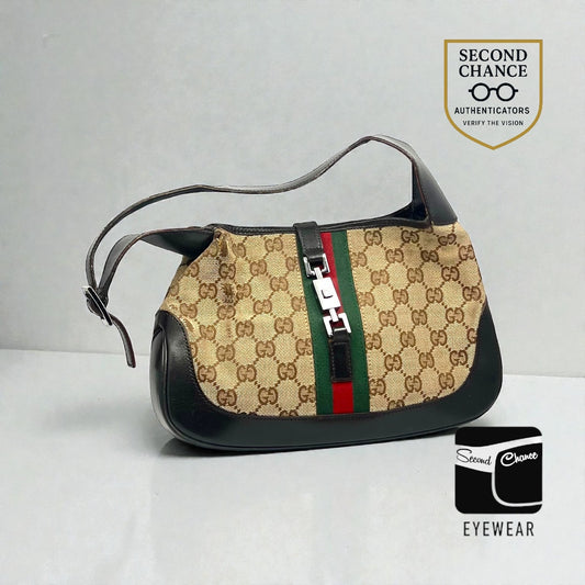 Gucci-Vintage Jackie GG Canvas Shoulder Bag-Green/Red Web-Italy