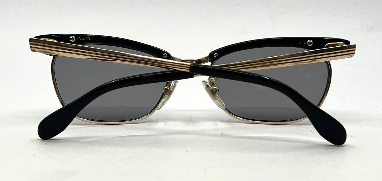 Vintage 1/5 12K Gold-Filled Half-Rim Sunglasses-New Grey Tinted Custom Lenses
