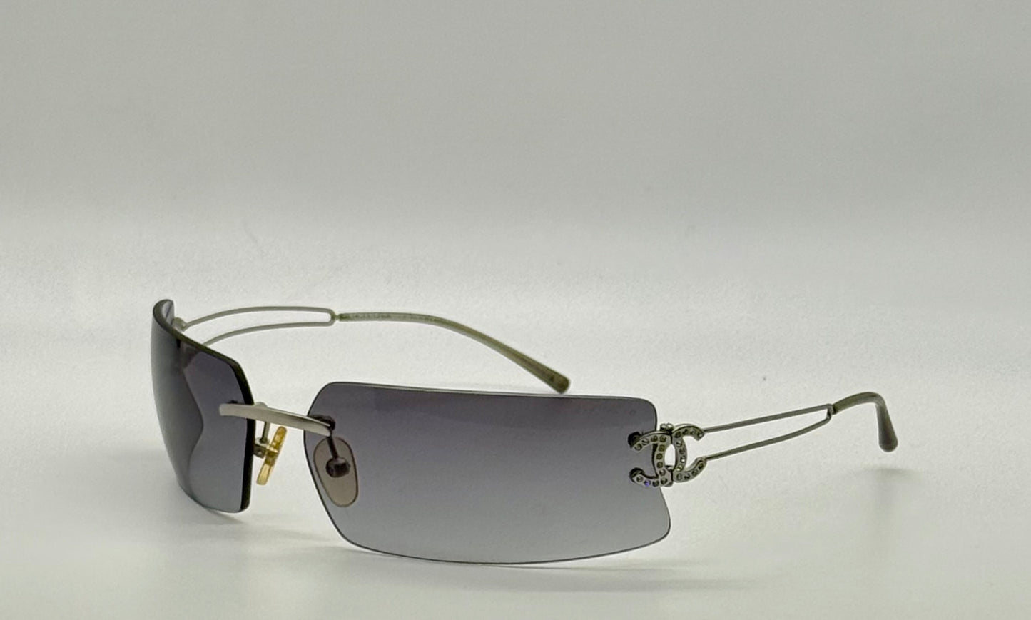 Chanel 4051-B Crystal CC Rimless Shield Sunglasses 170/76 Unworn Original Case