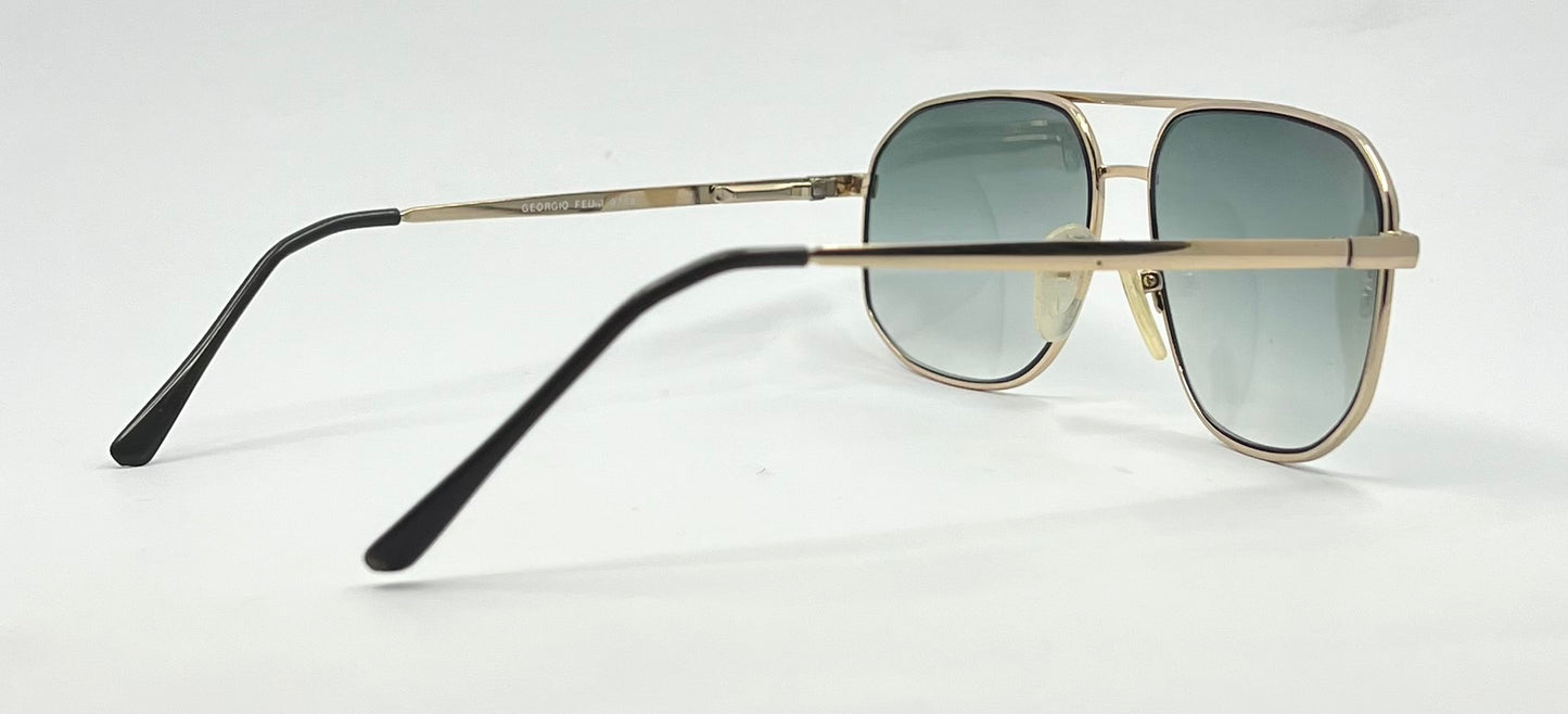 Georgio Felini 9788 Vintage Gold Aviator Sunglasses-New Gradient Tinted Custom Lenses