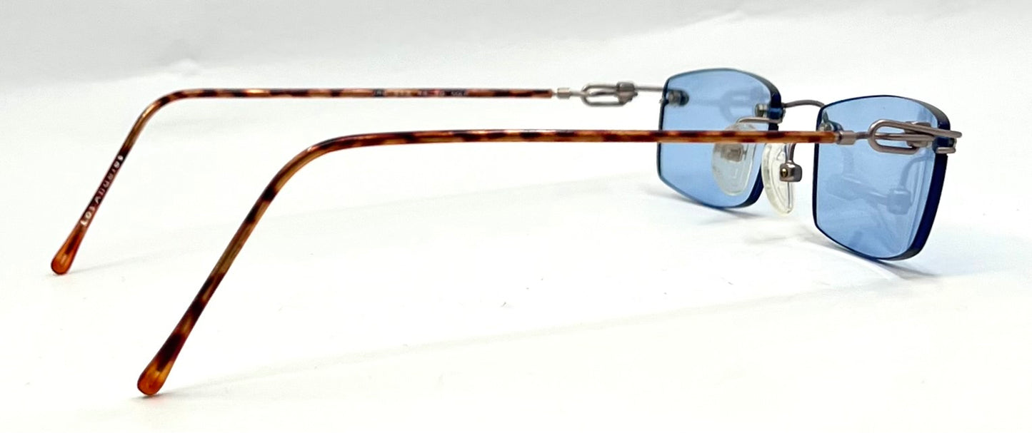 JBK 21.2 VINTAGE Rimless “Italian Design” Sunglasses – Light Blue Solid Lens-Unworn-45mm