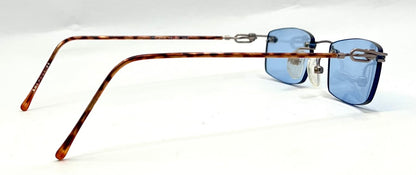 JBK 21.2 VINTAGE Rimless “Italian Design” Sunglasses – Light Blue Solid Lens-Unworn-45mm