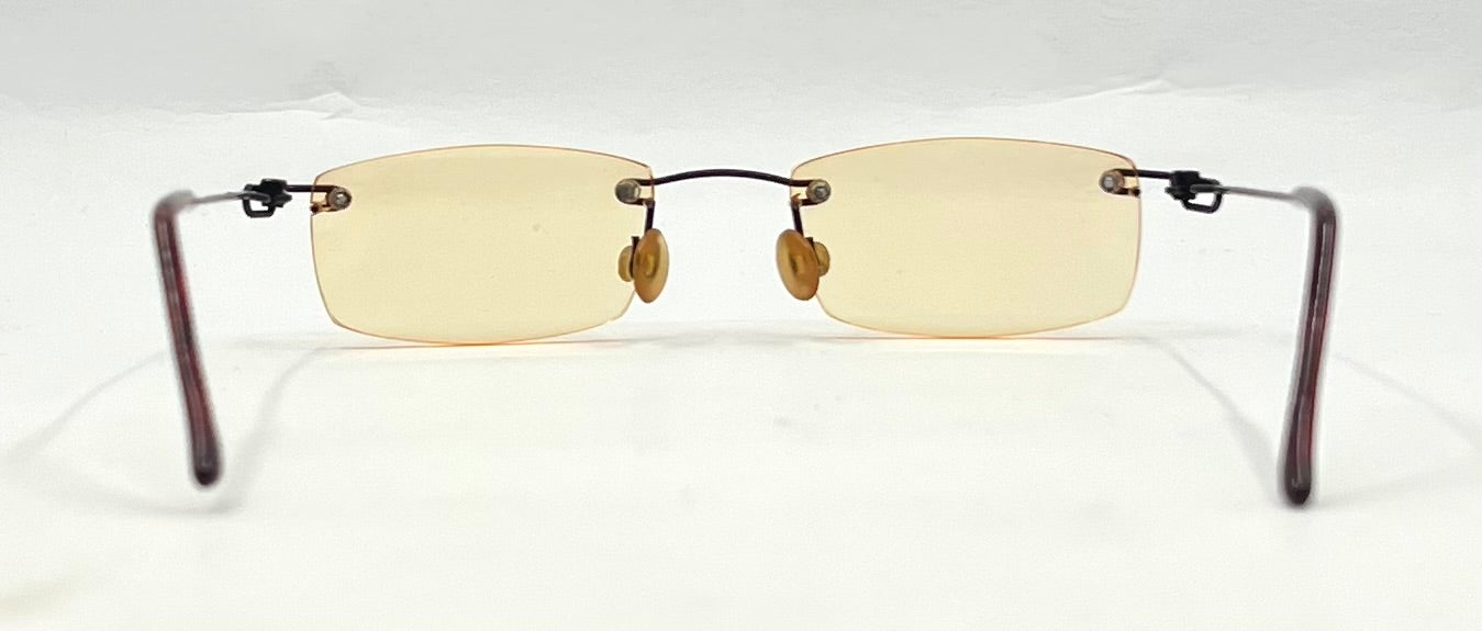 Masters Rimless Sunglasses-Solid Yellow Lenses-Unworn/Vintage