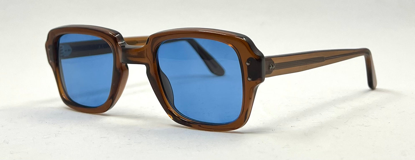 USS BCG 46-24 VINTAGE Military Frames-New Solid Blue Second Chance Customs Lenses