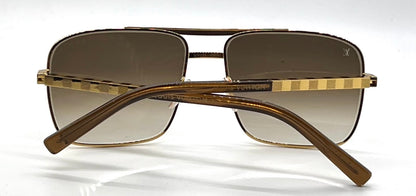 Louis Vuitton Z0259U Attitude Damier Gold Pilot Sunglasses Full Kit 59mm