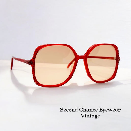 Anglo American Eyewear MOD. 11560X 20 – Red Oversized Sunglasses-Deadstock – All Original – Made in England