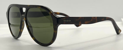 GUCCI GG0759S 002-Dark Havana Pilot Sunglasses-Optyl-Bee Detail-Full Kit-56mm