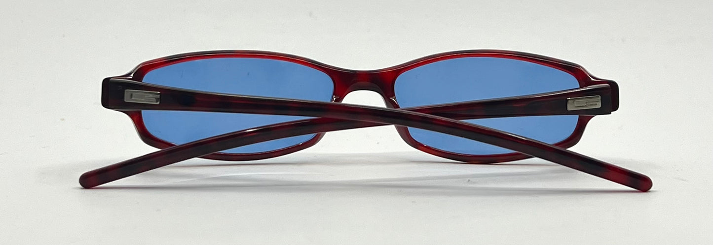 Gucci Oval Burgundy Sunglasses-New Solid Blue Second Chance Customs Lenses-Unworn