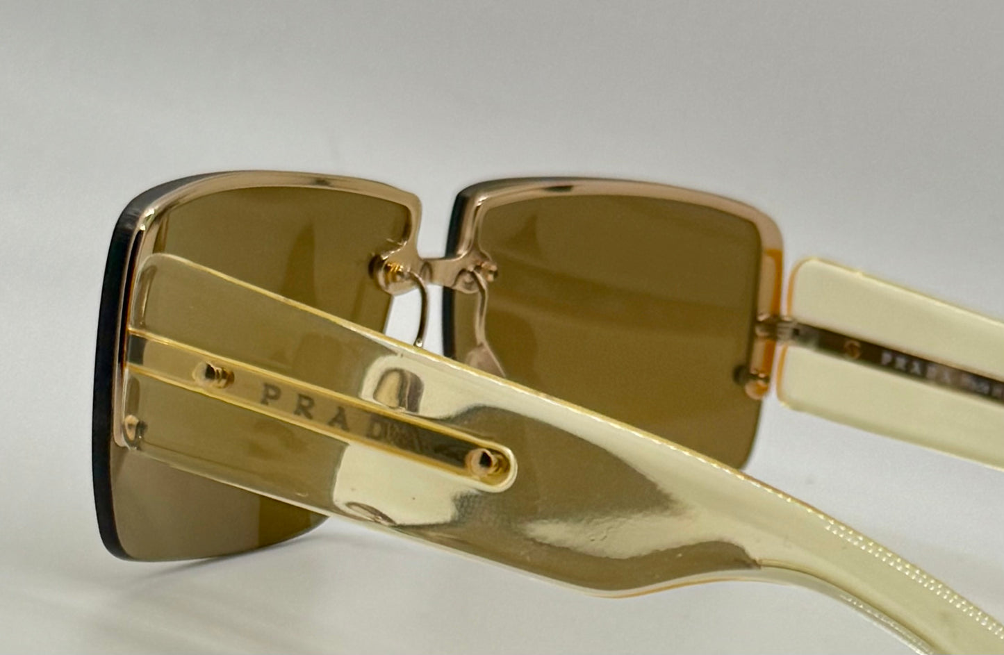 Prada SPR58B Rimless Vintage Shield Sunglasses Deadstock/Unworn-Italy