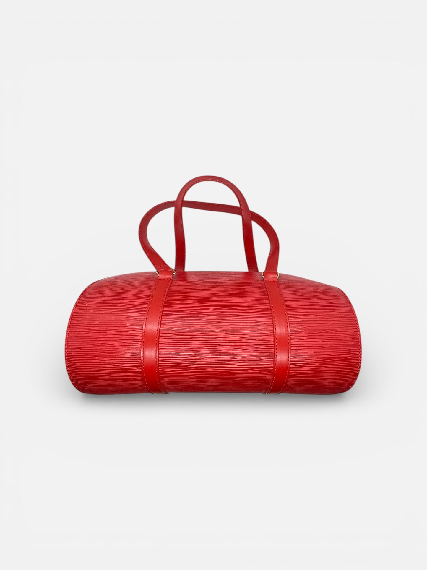 Louis Vuitton Red Epi Leather Barrel Handbag Papillon Made in France Authentic