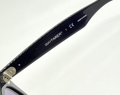 Ray-Ban RB5121 2000 Wayfarer Black w/ New Light Purple Custom Lenses–Full Kit