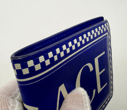 Versace Blue & White Logo Bifold Wallet-Made in Italy-Authentic