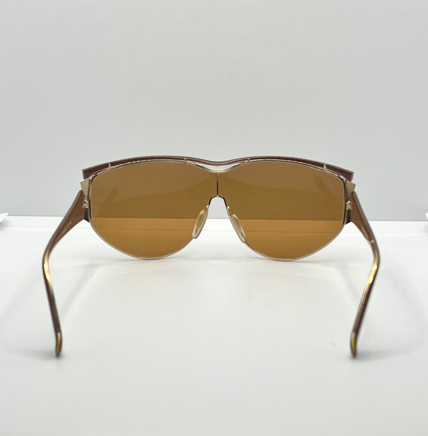 NINA RICCI NR3017 C.321 0166 Vintage Shield Sunglasses-Gold/Brown-Deadstock