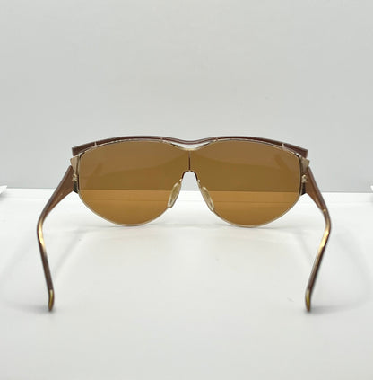 NINA RICCI NR3017 C.321 0166 Vintage Shield Sunglasses-Gold/Brown-Deadstock