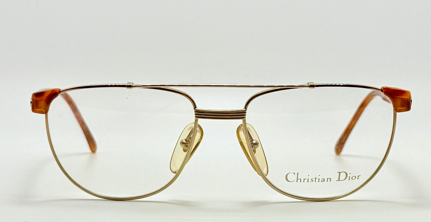 Vintage New/Deadstock Christian Dior 2722 10 Gold & Chestnut Frames – 54mm