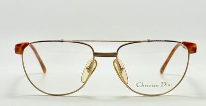 Vintage New/Deadstock Christian Dior 2722 10 Gold & Chestnut Frames – 54mm