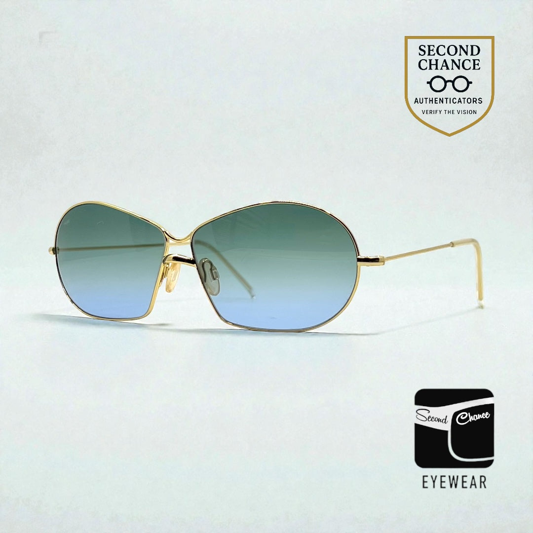 Italian Gold Metal Sunglasses w/New Custom Gradient Lenses-Unworn