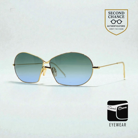 Italian Gold Metal Sunglasses w/New Custom Gradient Lenses-Unworn