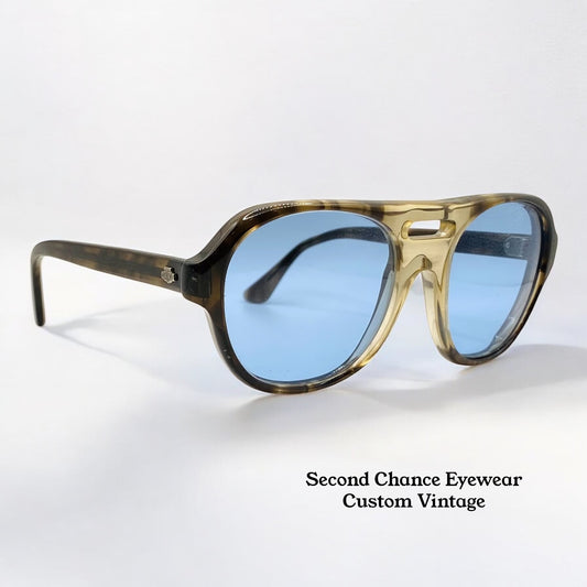 Vintage Titmus Z87 Aviator Safety Glasses w/New Custom Solid Sky Blue Berko’s Designs Lenses