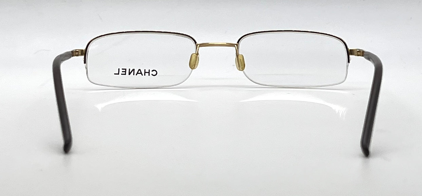 Chanel Gold Semi-Rimless Vintage-Eyeglasses 50-19 Unworn Italy