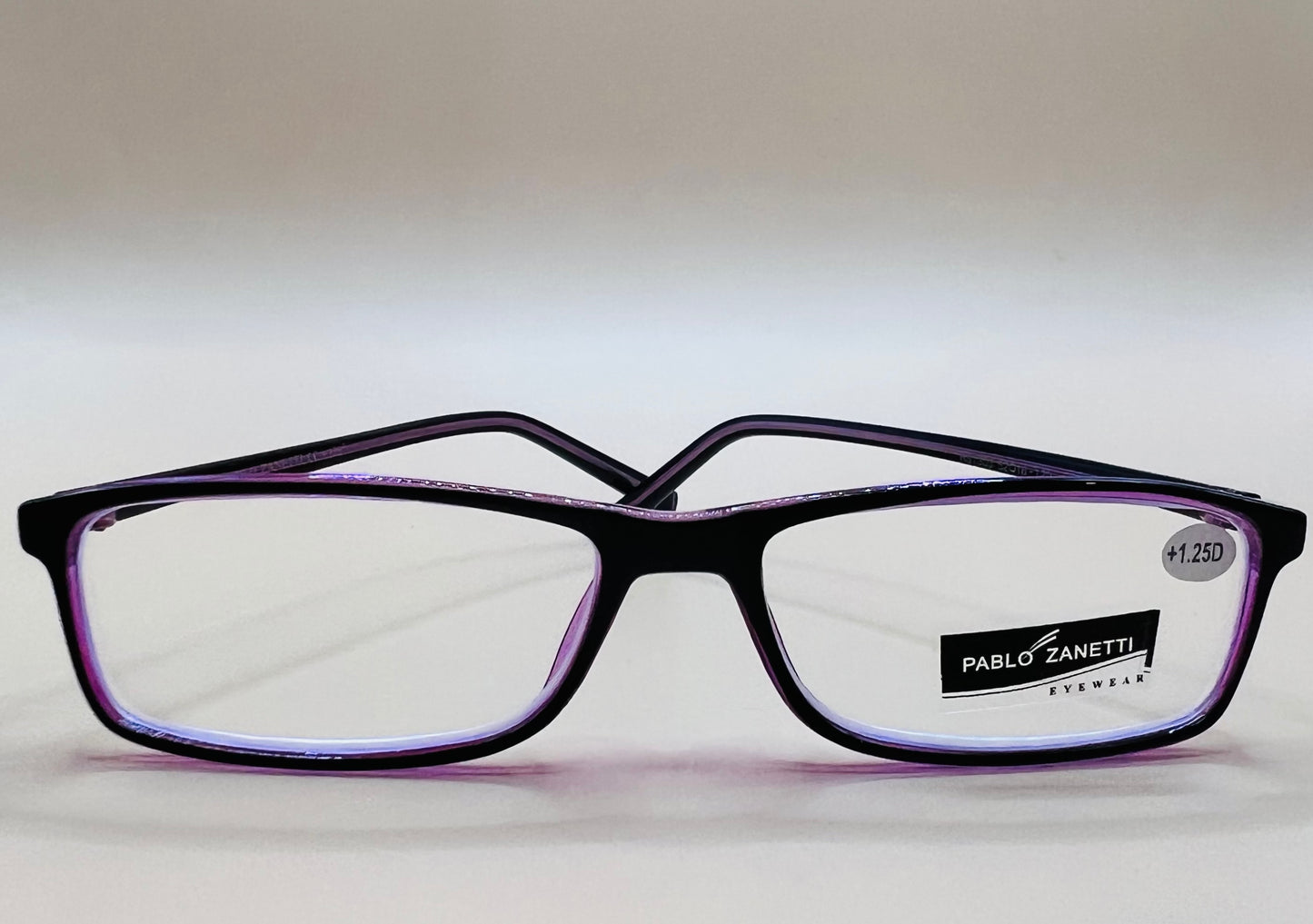 PABLO ZANETTI  GEOMETRIC NARROW READERS.  COMES IN THREE VIBRANT COLORS & VARIOUS MAGNIFICATION