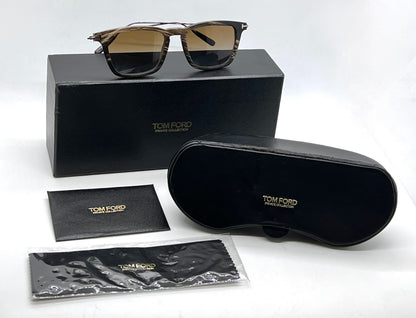 Tom Ford TF5851-P Black Horn New Zeiss Polarized Gradient Lenses Full Kit Italy