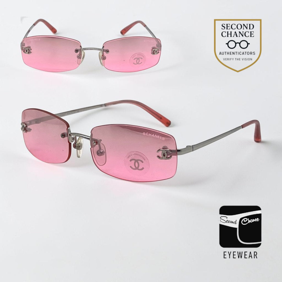 Chanel 4002 124/58 Vintage Y2K Rimless CC Pink Sunglasses-Unworn/Original/Italy