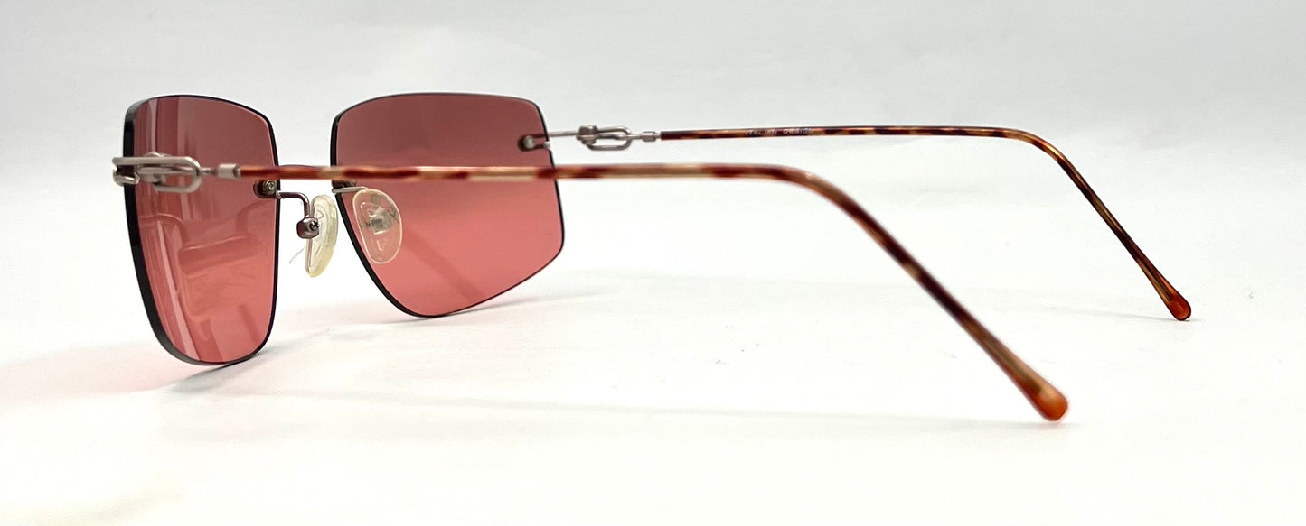 JBK 21.2-Rimless Italian Design Sunglasses-Rose Solid Tint Lens 46-20