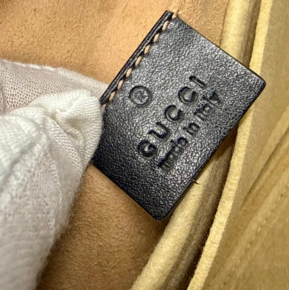 Gucci GG Marmont Small Camera Bag-Black Leather- Chevron Gold