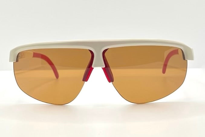 Vintage DONNAY 6394 E-Unit Sun AG Sunglasses – White/Red Deadstock 1980s Sport Wrap Shield – Original Lenses