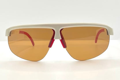 Vintage DONNAY 6394 E-Unit Sun AG Sunglasses – White/Red Deadstock 1980s Sport Wrap Shield – Original Lenses