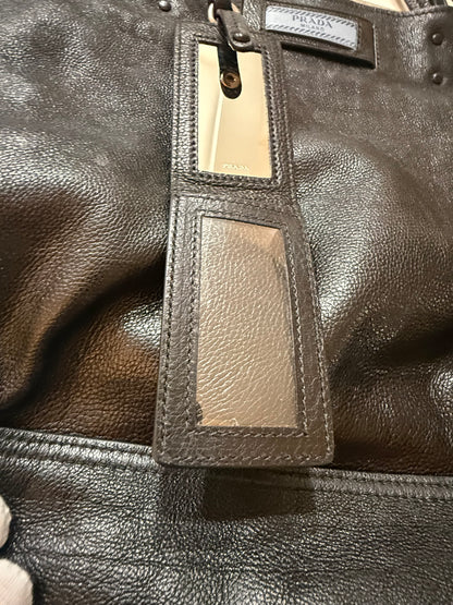 Prada Milano VINTAGE Leather Tote Bag-Suede Interior-Italy