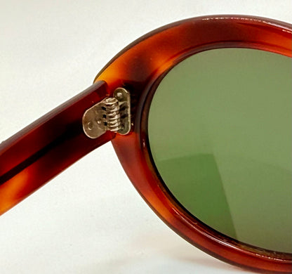 Vintage SRO U.S.A. 5 3/4 - Tortoise Panto Sunglasses with Brand New, Custom Berko's Designs Evergreen Lenses