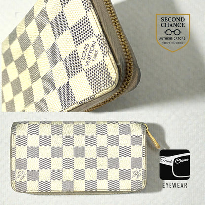 Louis Vuitton Damier Azur Long Zip Wallet Zippy Authentic Made in Spain