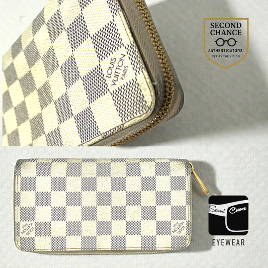 Louis Vuitton Damier Azur Long Zip Wallet Zippy Authentic Made in Spain